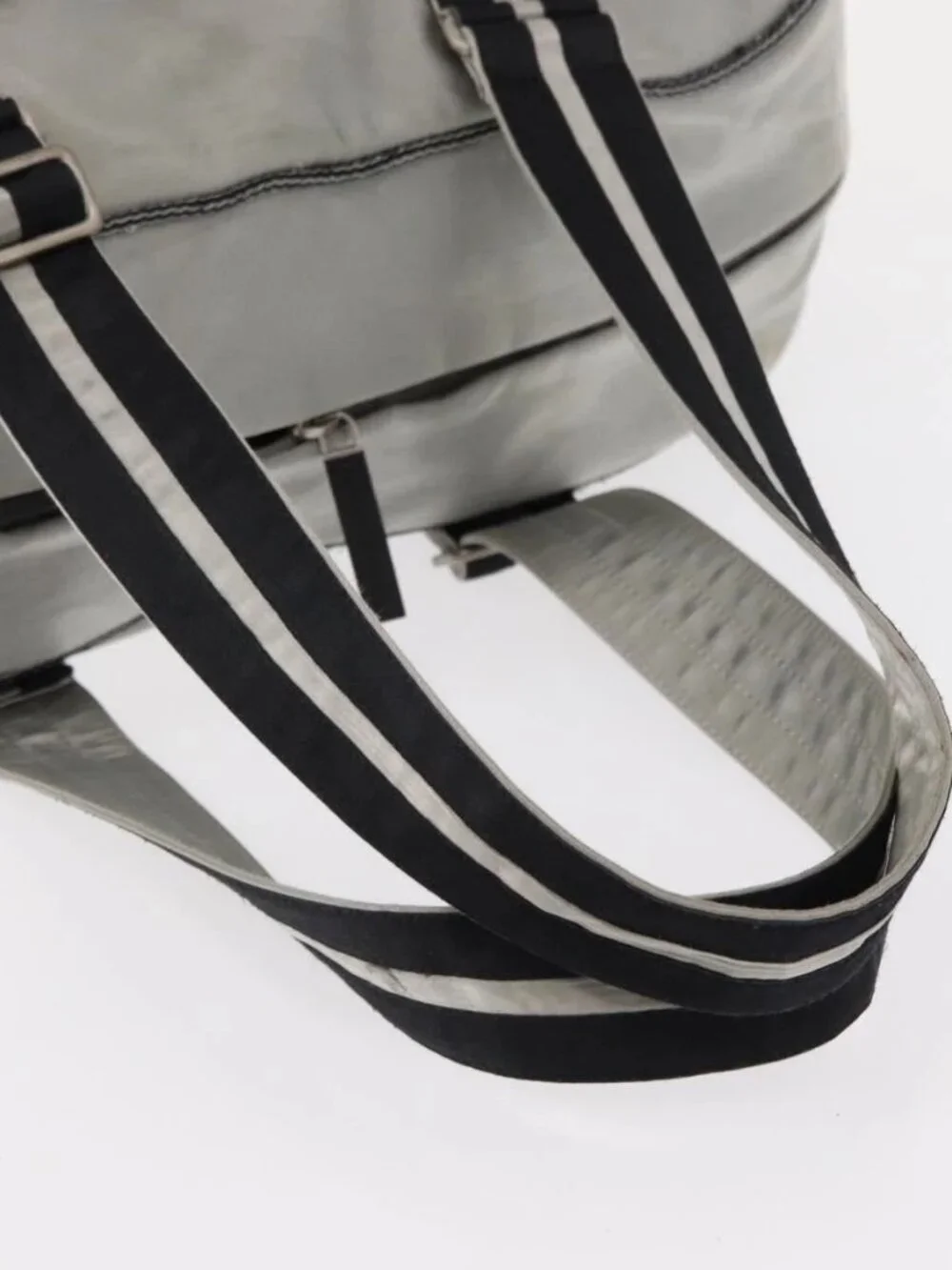 CHANEL Sports Line Boston Bag Nylon Silver CC Auth BA7758